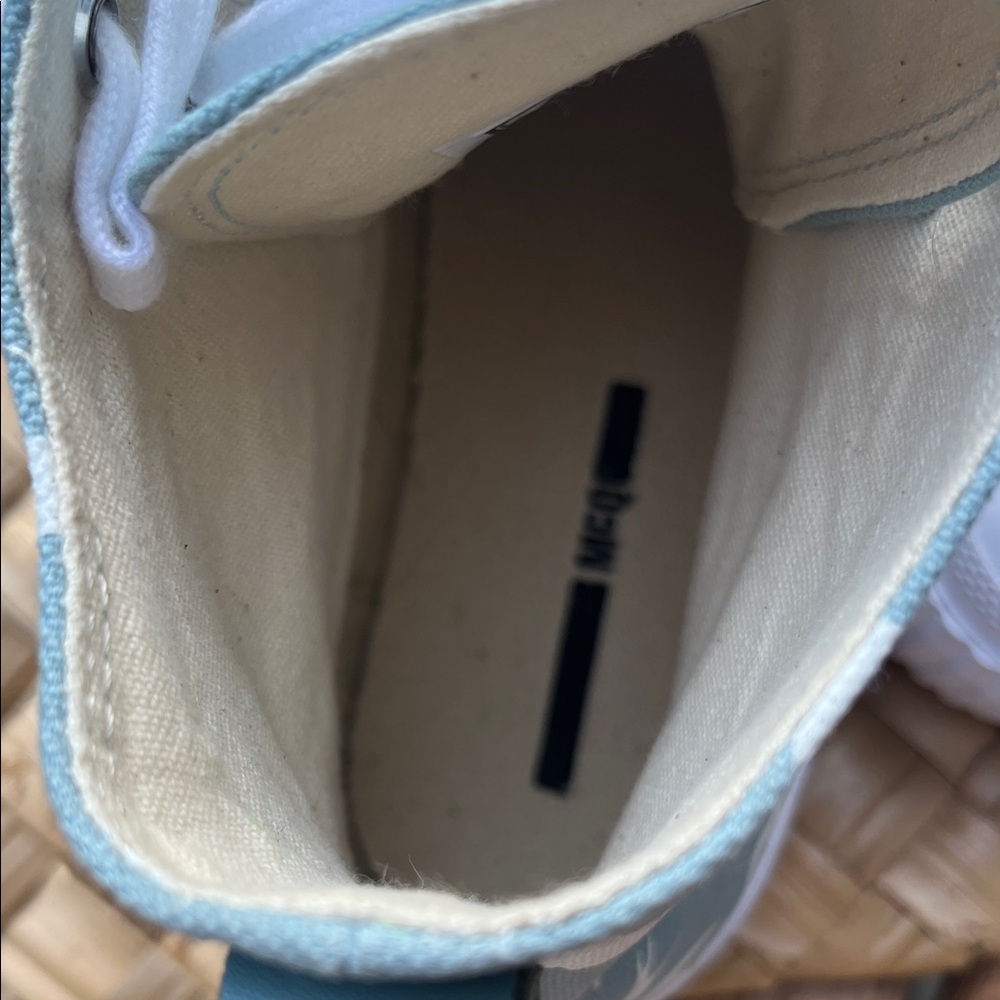 McQ by Alexander McQueen Light Blue High-Top Sneakers Swallow Print sz 38 - Picture 5 of 6